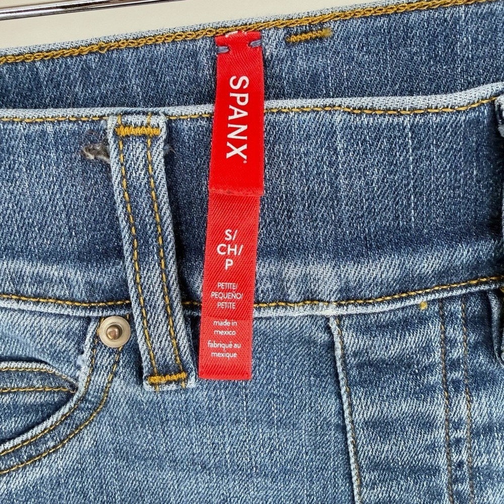 Spanx 20407Q Small Wide Leg Jeans Seamed Indigo High Rise Flare Pull On Denim - Picture 8 of 10
